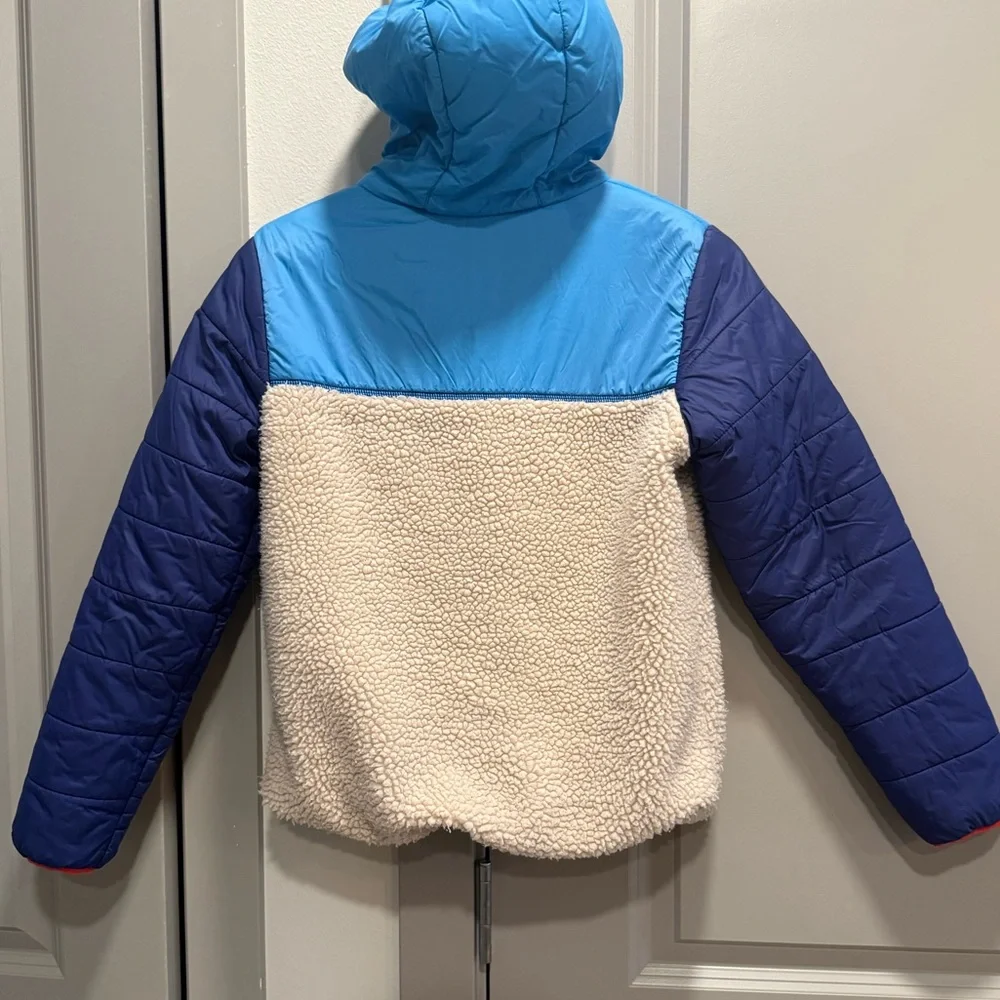 Boden Kids Colorblock Puffer Jacket in Blue, Navy, Cream, Green, Yellow, Red